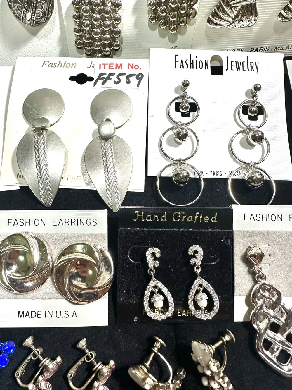 Vtg: BUNDLE of 25 Pairs of Earrings, Various Styles, Sizes , Pierced & Clip On